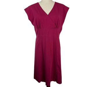 Royal Robbins Fuchsia Pink V-Neck Jersey Knit Dress Comfort Large